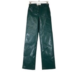 Wilfred‎ The Melina Faux Leather Pants Green Size 00 High Rise Straight Leg